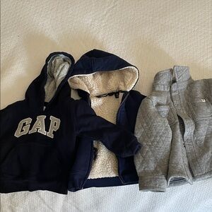 GAP Kids Navy and Lands End Navy and Easy Peasy gray sweatshirts